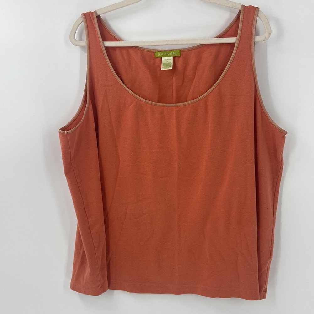 Sigrid Olsen terracotta cotton soft knit scoop neck tank top plus size 3X
